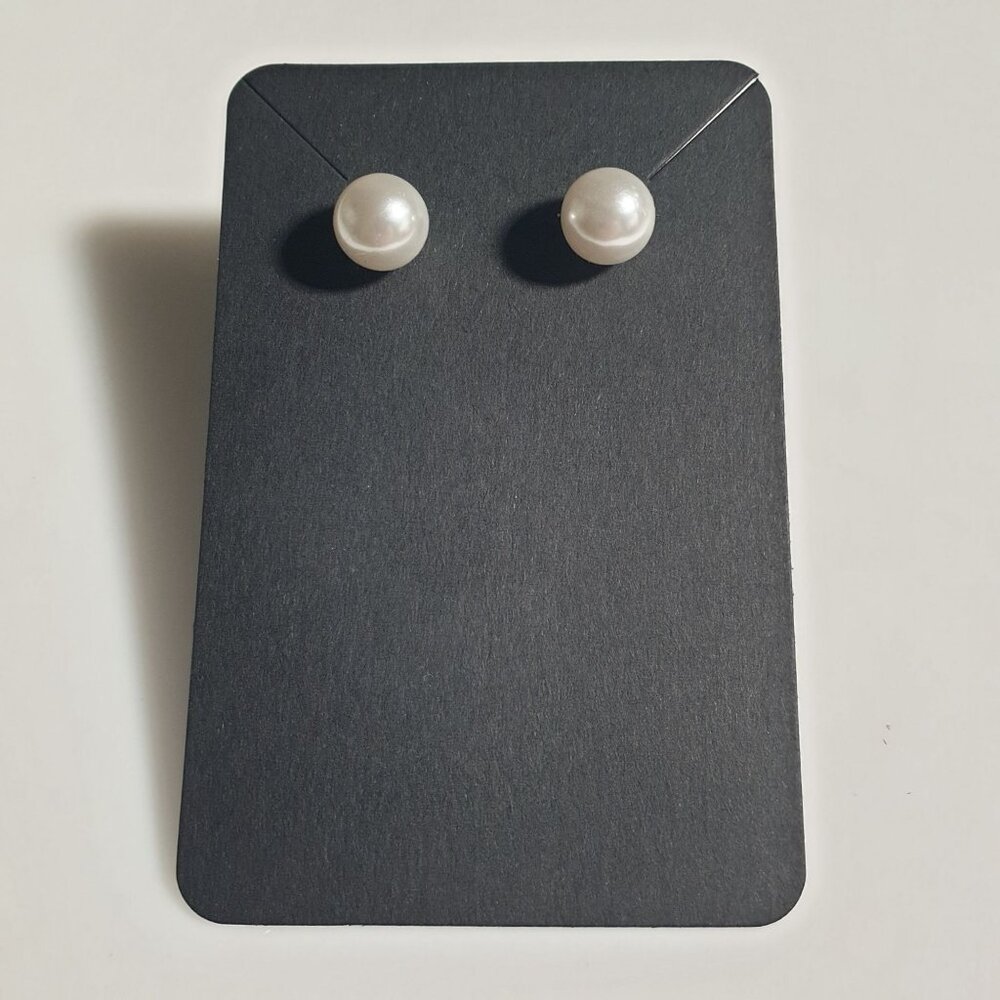 White Faux Pearl Stud Earrings Steel Posts Simple Elegant Earrings Jewelry Set